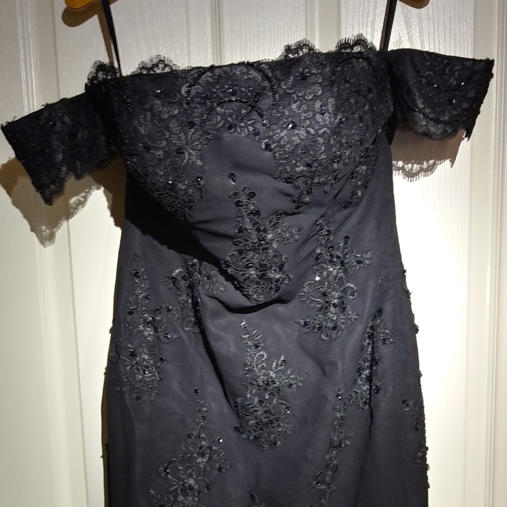 Off-Shoulder Midi Evening Dress